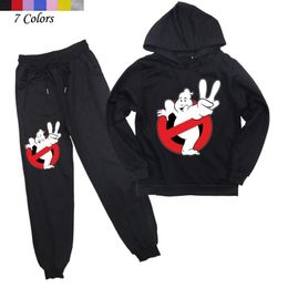 2 pcs crianças ghostbusters vestuário meninos meninas com capuz moletom harem calças crianças outwear esporte terno jogging terno 20127