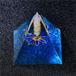 Blue Lapis Lazuli Orgone Pyramid Energy Generator White Quartz Crystal Pillar Magic Orgonite Gift Healing Meditation Hand Made