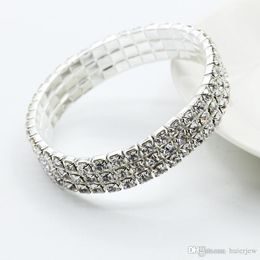 Charm Bracelets Bangles silver plated Fashion super flash Imitation diamond single-row Silver Stretch Bracelets