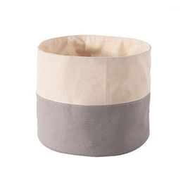 All Cotton Canvas Bread Basket Bag Splicing Face Storage Bags