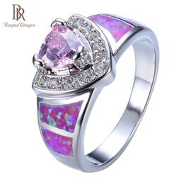 Bague Ringen S925 Jewellery Rings For Women Luxurious Gorgeous Pink opal Zircon ring for Party Weddings Birthday gift size6,7,8,9 Y200321