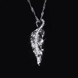 Leaf Necklace Copper Inlaid Zircon Pendant Feather Leaf Clavicle Chain Europe and America Fashion Vintage Jewelry