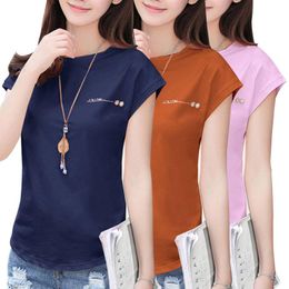 Cotton T-Shirt Tops Short-Sleeve Women 2020 Summer Female T-shirt Women Tops Casual Solid Lady Tshirt Tee 19 Colour S-2XL