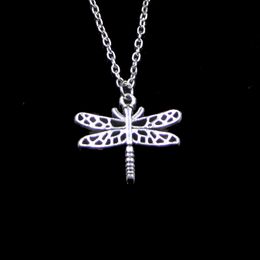 Fashion 23*26mm Hollow Dragonfly Pendant Necklace Link Chain For Female Choker Necklace Creative Jewellery party Gift