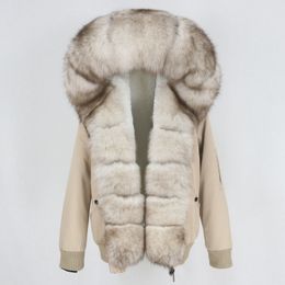 OFTBUY New Waterproof Bomber Parka Winter Jacket Women Real Fur Coat Natural Fox Fur Collar Hood Warm Streetwear Detachable 201103