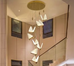2019 móveis de loja de quartos Modern forma de borboleta candelabro iluminação para Sala Stair luz do quarto Lustres cabeceira Lâmpadas Rotating Stair longas