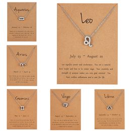 Female Elegant 12 Horoscope Zodiac Sign Gold Pendant Necklaces for Women Charm Choker Necklaces 12 Constellation Jewellery Gifts