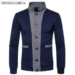 Stand New Collar Sweater Man Cardigan Thick Slim Fit Jumpers Knitwear High Quality Autumn Korean Style Casual Mens Clothes 201022