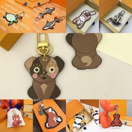 Classic Cartoon Cute Tiger Keychain Wallet Keyring Designer Animal Car Penguin Letter Fox Keychains Women Charm Pendant Accessories S7H5