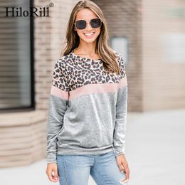 HiloRill Women Casual Long Sleeve Autumn T-shirt Leopard T shirt Spring Top Tees Femme Ladies Tshirt Clothes Plus Size S-XL 201125