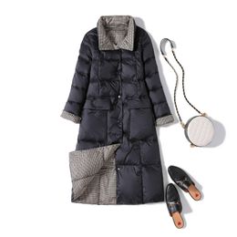 New Winter Women Double Sided Long Down Jacket Winter Turtleneck White Duck Down Coat Female Warm Slim Parkas Snow Outerwea 201019