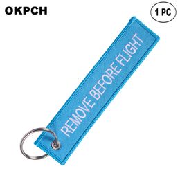 Key Fobs Chains Jewellery Red Embroidery Remove Before Flight Keyring Gift for Friends PK0100