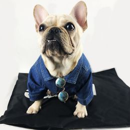 Cotton French Bulldog Cool Jacket Pet Dog Clothes for Small Dogs Clothing Pug Denim Coat Puppy Costume PC1321 T200710