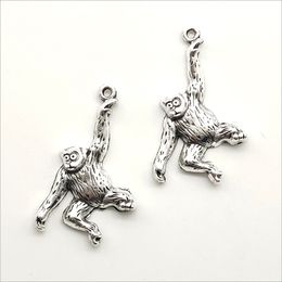 Lot 100pcs Cute Monkey Antique Silver Charms Pendants for Jewellery making Earring Necklace Bracelet Key chain accessories 36*24mm