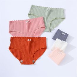 3Pcs/Set Large Size XXL Pantie's Low-waist Underwear Breathable Underpants Cotton Briefs Solid Colour Panties 220311