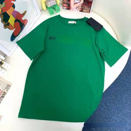 Fashion Green Letters Printing T-shirt Short-sleeved Cotton Round Neck Loose Men and Women Couple Brand Tee Plus Size Clothes