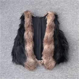 free people faux fur short womens vests clip slim V-neck