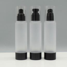100ml airless bottle black pump bottom clear lid frosted body lotion/emulsion/foundation/essence/oil/serum Cosmetic Container