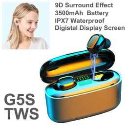 G5S 3500mAh LED Bluetooth Earphones TWS Touch Control Wireless in-ear Earbuds Digital Display High Quality HiFi Sound Headphones Retail Box