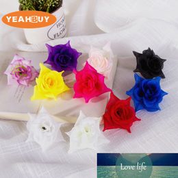 15pcs 4CM 9colors artificial silk tea rose flower heads for diy brooch hair accessory wedding home craft decoration props