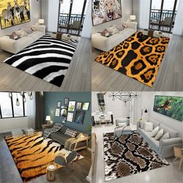 Fashion Creative 3D Leopard / Zebra / Cow /Tiger Pattern Carpet Animal Fur Print Rug Floor Mat for Living Room Area Rugs Carpets 201225