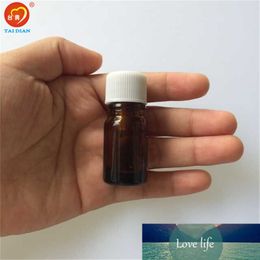 Wholesale 5ml Mini Amber Glass Bottles with Leakproof Stopper Brown Liquid Jars Essential Oil Bottles 24pcs/lot