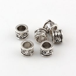 100pcs Antique Silver 5 5mm Hole zinc alloy Tube Bead Spacers Charm For Jewellery Making Bracelet Necklace DIY Accessories2593