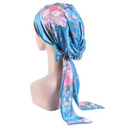 Satin Bow Turban comfortable headscarf sleeping Bonnet womens head wrap cap