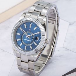 montre de luxe mens automatic Mechanical watches 42mm full stainless steel Swim wristwatches sapphire luminous SKY calendar watch Orologio