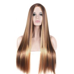 26~28 inches Straight Synthetic Wig That Look Real Simulation Human Hair Wigs perruques de cheveux humains C841