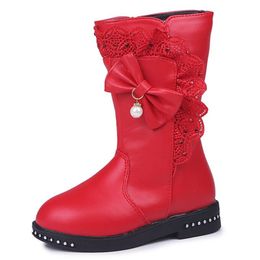 Hot Selling 2020 New Winter Children Snow Boots Fashion Bow Girls Boots Non-slip Wear Long Boots Comfortable Warm Plus Velvet Children Shoes