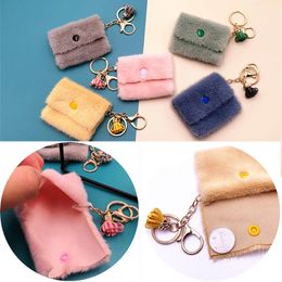 Pom Pom Keychain Car Handbag Tote Bag Pendant Purse Charm Cute Wallet Key Ring Imitation Mink Fur Keychains 10 Styles