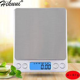 LCD Kitchen Scale Digital Precision Electronic Scale USB Pocket Weight Gold Balance 3000g x 0.1g 2 Trays Scale Kitchen Y200531