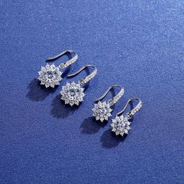 Dangle & Chandelier BOEYCJR 925 Silver 0.5ct/1ct F Colour Moissanite VVS Fine Jewellery Sunflower Drop Earrings With National Certificate For W