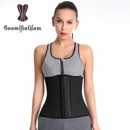 Latex Waist Trainer 25 Steel Boned Body Shaper height 29cm Corset Slimming Belt Waist Cincher Fajas Hot Shaperwear 950# 201222