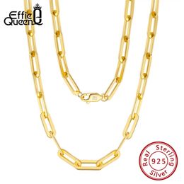 14k italy necklace UK - Effie Queen Italian Paperclip Chain Link Necklace 925 Sterling Silver 14k Gold 16" 18" 22" inches Necklaces for Women SC39 220119