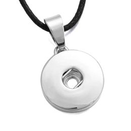 Noosa 18mm Snap Button Necklace Silver Color Rope Leather chain Necklaces For Women Ginger Snaps Buttons Jewelry