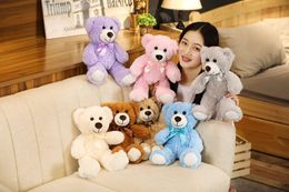 35CM Cute Bear Doll Plush Stuffed Toy Colourful Animal Bow Tie Hug Children Birthday Gift Pillow Teddy bear Home Living Room Bedroo318j