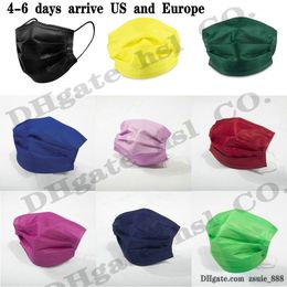 15 colori maschera per il viso da 50 pc pacchetto al dettaglio nero 3 strati non tessuto Maschera monouso per la faccia protettiva scudo per adulti bambini all'ingrosso in stock