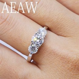 AEAW 2ctw 6.5mm Round Cut Engagement&Wedding Diamond Ring Double Halo Platinum Plated Silver 220216