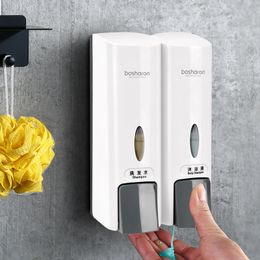 BOSHARON Soap Dispenser Wall Mounted 300ml Shampoo Dispensers For Bathroom Kitchen Detergent Double Single Shower Gel Dispenser Y200407