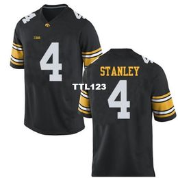 3740 Iowa Hawkeyes Nate Stanley #4 real Full embroidery College Jersey Size S-4XL or custom any name or number jersey