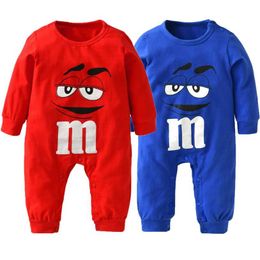 Autumn Style Baby Boys Girls Rompers born Clothes 100%Cotton Long Sleeve Cartoon M Beans Jumpsuit Toddler Casual Clothing Set 211229