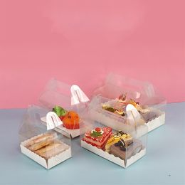 Transparent Cake Roll Packaging Box with Handle Eco-friendly Clear Plastic Cheese Cake Box Baking Swiss Roll Box T500435