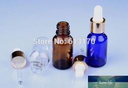 30pcs 15ml Amber Glass Dropper Bottles with White Rubber Gold Collar,10cc Empty Essential Oil Bottle Small Sample Vials