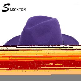 Stingy Brim Hats SLECKTON Fashion Fedoras For Women Casual Girl Panama Jazz Cap Ladies Woolen Top Hat Men Bowler Unisex Gorras S10461