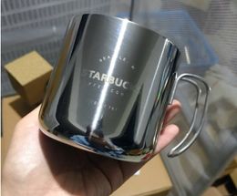 About 400ml Mugs gold and silver Starbucks cup 304 stainless steel coffee cup travel water bottle easy Gift