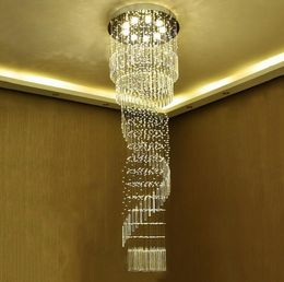 K9 Crystal Chandelier Modern Flush Mount Crystal Light Spiral Ladder Luxury Crystal Hanging Fixtures