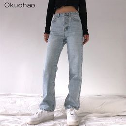 High Waist Loose Comfortable Jeans For Women Plus Size Fashionable Casual Straight Pants Mom Jeans Washed Boyfriend Jeans 210203
