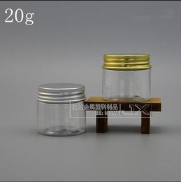 Free Shipping 20g/ml Gloden Silver Lid Lucency Clear Plastic Cream Jar Butter Pomade Bath Sale Pill Small Sample Packing Bottles